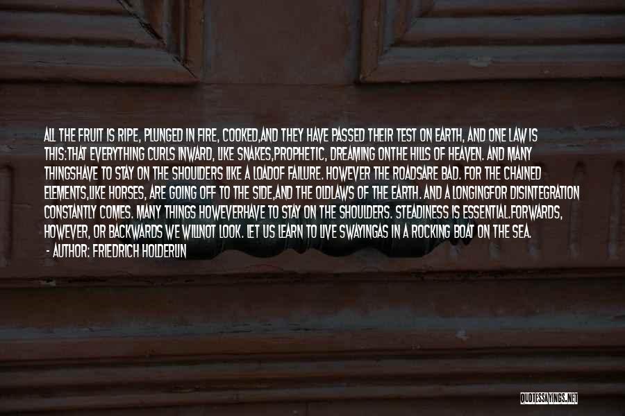 Friedrich Holderlin Quotes: All The Fruit Is Ripe, Plunged In Fire, Cooked,and They Have Passed Their Test On Earth, And One Law Is