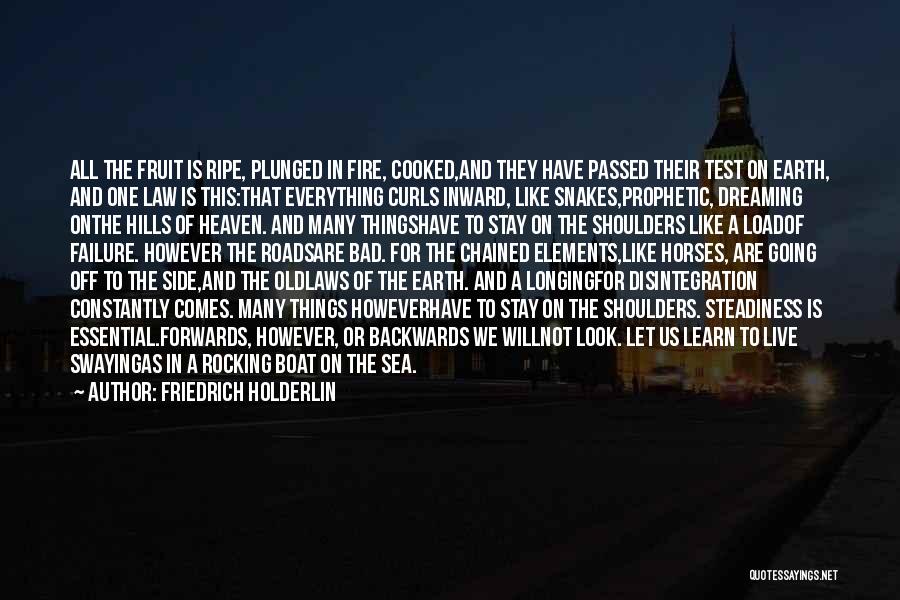 Friedrich Holderlin Quotes: All The Fruit Is Ripe, Plunged In Fire, Cooked,and They Have Passed Their Test On Earth, And One Law Is