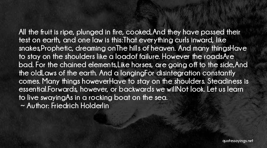 Friedrich Holderlin Quotes: All The Fruit Is Ripe, Plunged In Fire, Cooked,and They Have Passed Their Test On Earth, And One Law Is