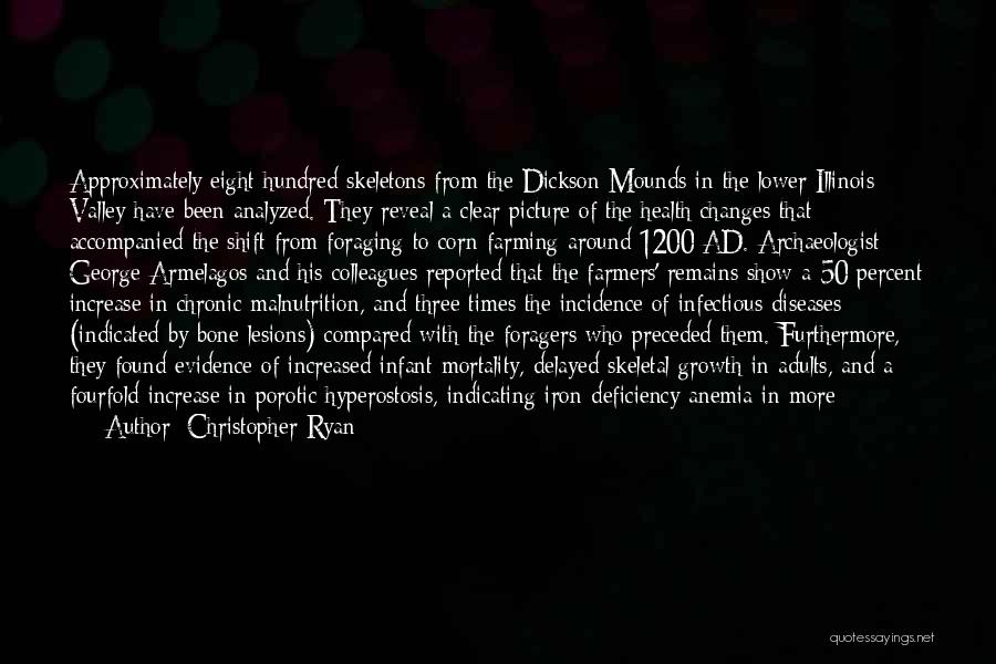 Christopher Ryan Quotes: Approximately Eight Hundred Skeletons From The Dickson Mounds In The Lower Illinois Valley Have Been Analyzed. They Reveal A Clear