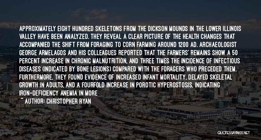 Christopher Ryan Quotes: Approximately Eight Hundred Skeletons From The Dickson Mounds In The Lower Illinois Valley Have Been Analyzed. They Reveal A Clear