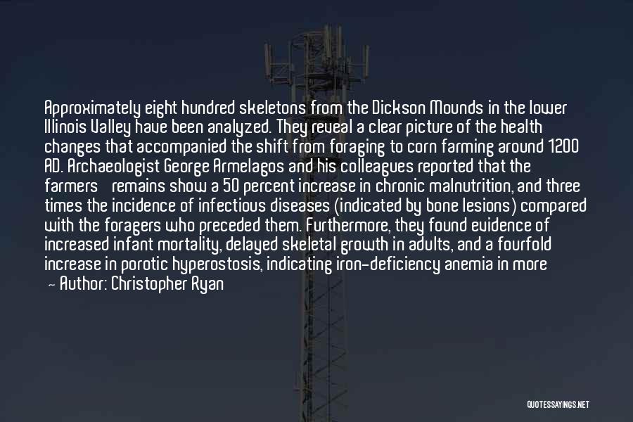 Christopher Ryan Quotes: Approximately Eight Hundred Skeletons From The Dickson Mounds In The Lower Illinois Valley Have Been Analyzed. They Reveal A Clear