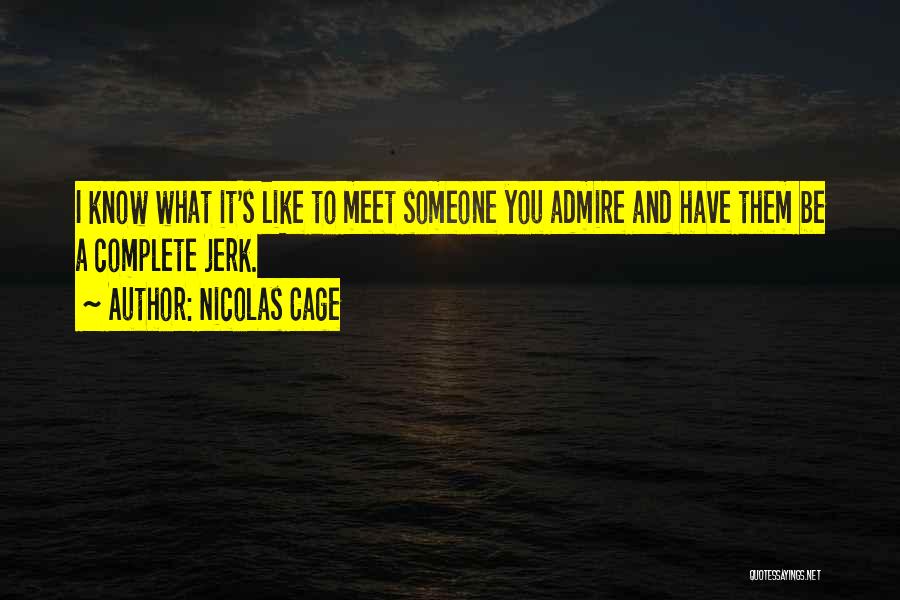 Nicolas Cage Quotes: I Know What It's Like To Meet Someone You Admire And Have Them Be A Complete Jerk.