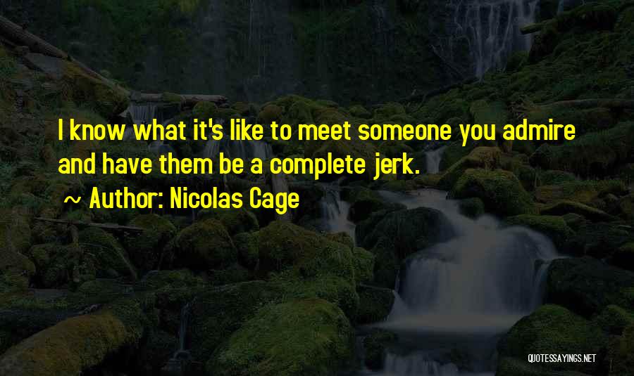 Nicolas Cage Quotes: I Know What It's Like To Meet Someone You Admire And Have Them Be A Complete Jerk.