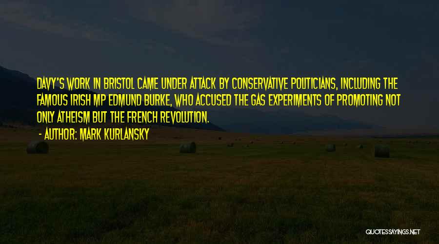 Mark Kurlansky Quotes: Davy's Work In Bristol Came Under Attack By Conservative Politicians, Including The Famous Irish Mp Edmund Burke, Who Accused The
