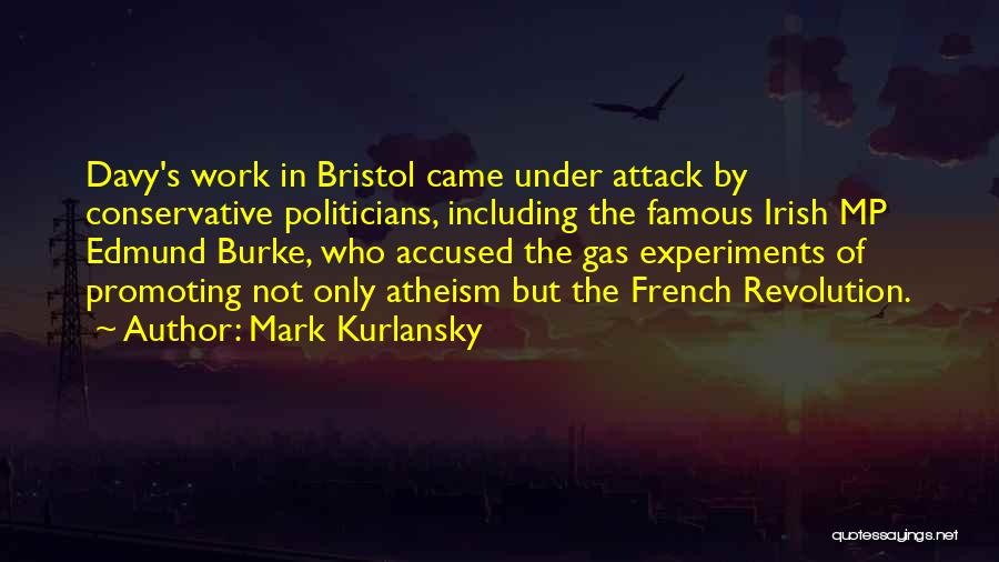 Mark Kurlansky Quotes: Davy's Work In Bristol Came Under Attack By Conservative Politicians, Including The Famous Irish Mp Edmund Burke, Who Accused The