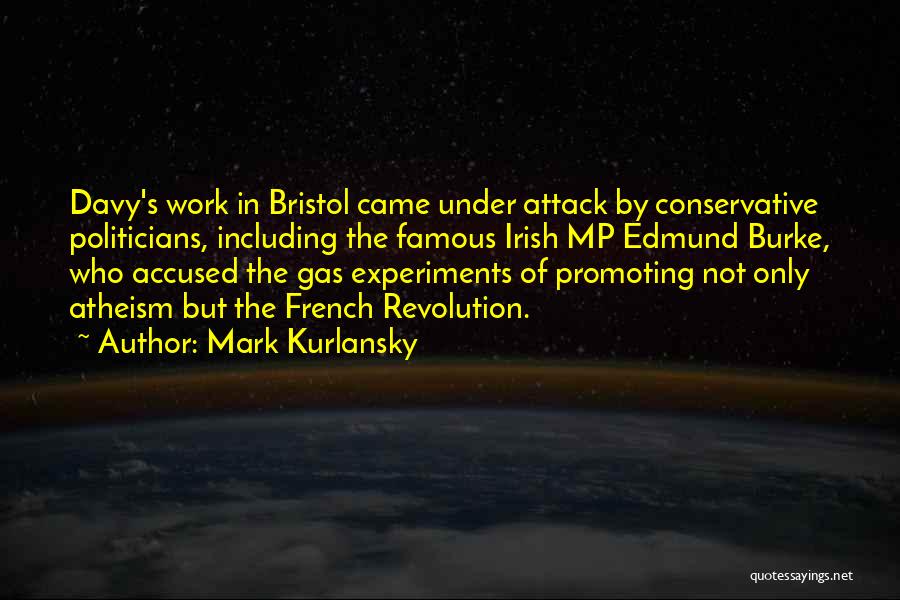 Mark Kurlansky Quotes: Davy's Work In Bristol Came Under Attack By Conservative Politicians, Including The Famous Irish Mp Edmund Burke, Who Accused The