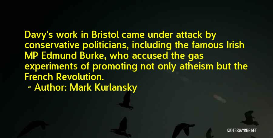 Mark Kurlansky Quotes: Davy's Work In Bristol Came Under Attack By Conservative Politicians, Including The Famous Irish Mp Edmund Burke, Who Accused The