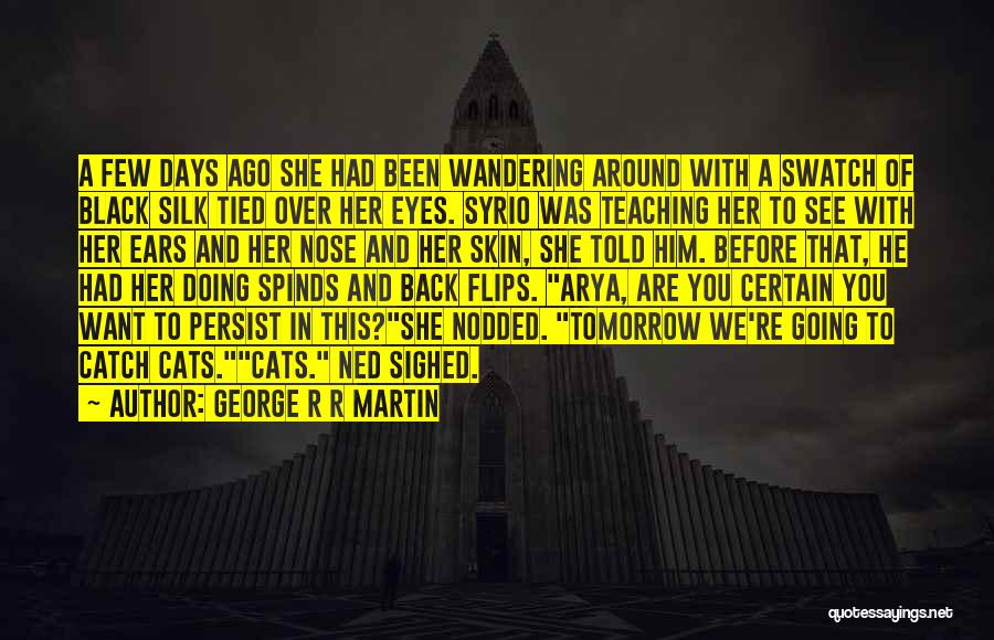 George R R Martin Quotes: A Few Days Ago She Had Been Wandering Around With A Swatch Of Black Silk Tied Over Her Eyes. Syrio