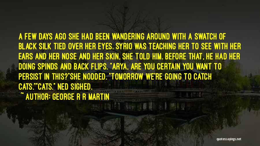 George R R Martin Quotes: A Few Days Ago She Had Been Wandering Around With A Swatch Of Black Silk Tied Over Her Eyes. Syrio