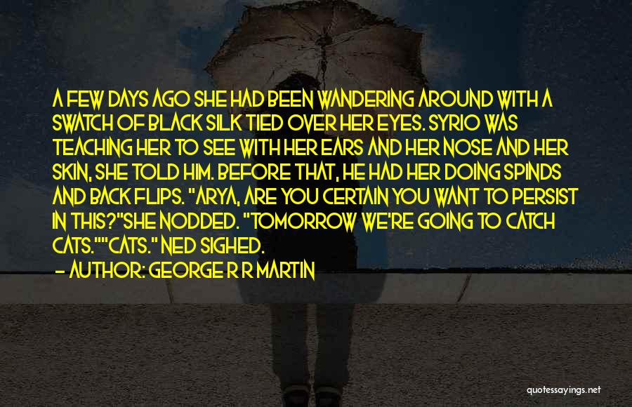 George R R Martin Quotes: A Few Days Ago She Had Been Wandering Around With A Swatch Of Black Silk Tied Over Her Eyes. Syrio
