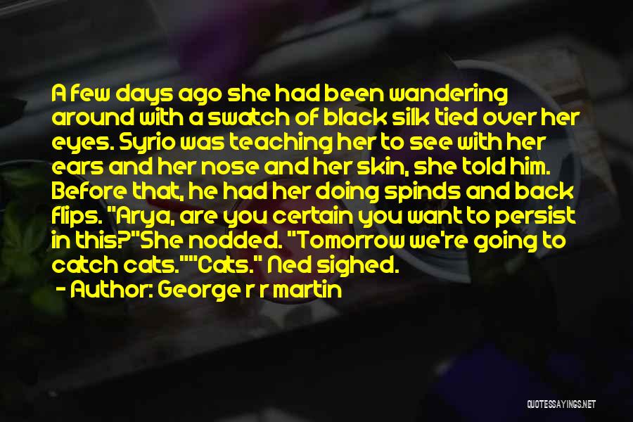 George R R Martin Quotes: A Few Days Ago She Had Been Wandering Around With A Swatch Of Black Silk Tied Over Her Eyes. Syrio