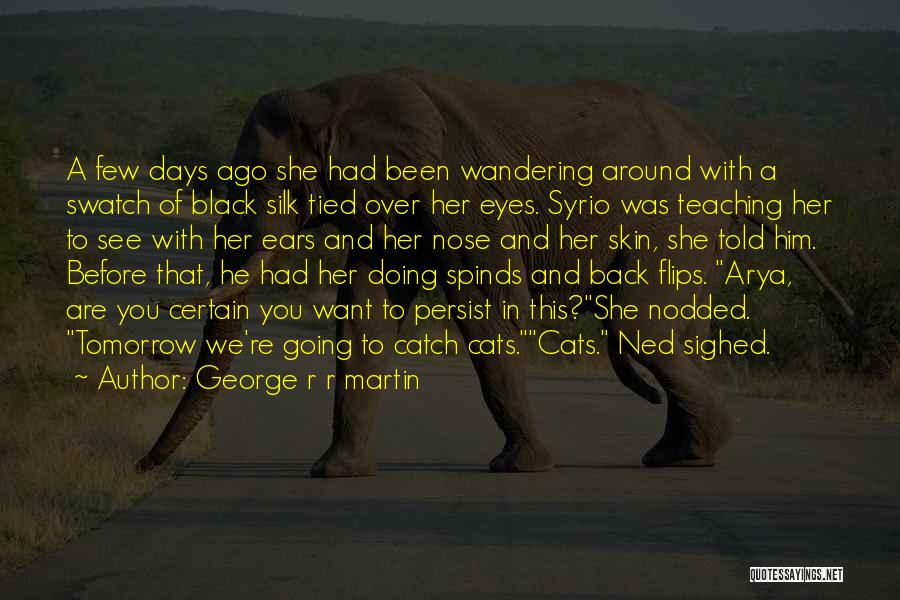 George R R Martin Quotes: A Few Days Ago She Had Been Wandering Around With A Swatch Of Black Silk Tied Over Her Eyes. Syrio