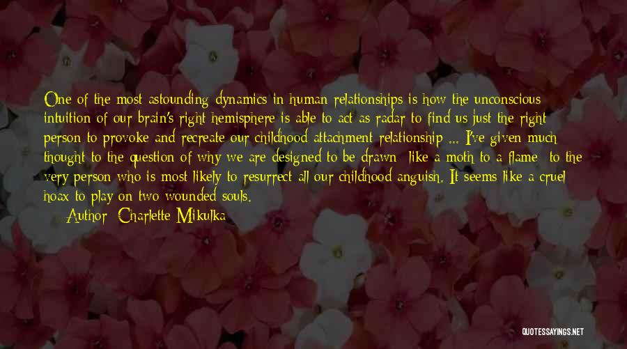 Charlette Mikulka Quotes: One Of The Most Astounding Dynamics In Human Relationships Is How The Unconscious Intuition Of Our Brain's Right Hemisphere Is