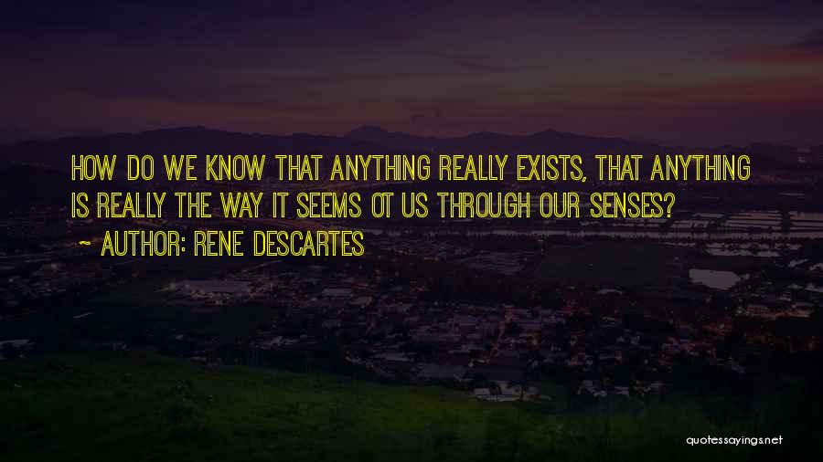 Rene Descartes Quotes: How Do We Know That Anything Really Exists, That Anything Is Really The Way It Seems Ot Us Through Our