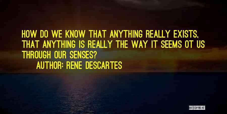 Rene Descartes Quotes: How Do We Know That Anything Really Exists, That Anything Is Really The Way It Seems Ot Us Through Our