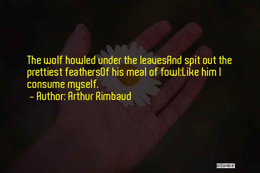 Arthur Rimbaud Quotes: The Wolf Howled Under The Leavesand Spit Out The Prettiest Feathersof His Meal Of Fowl:like Him I Consume Myself.