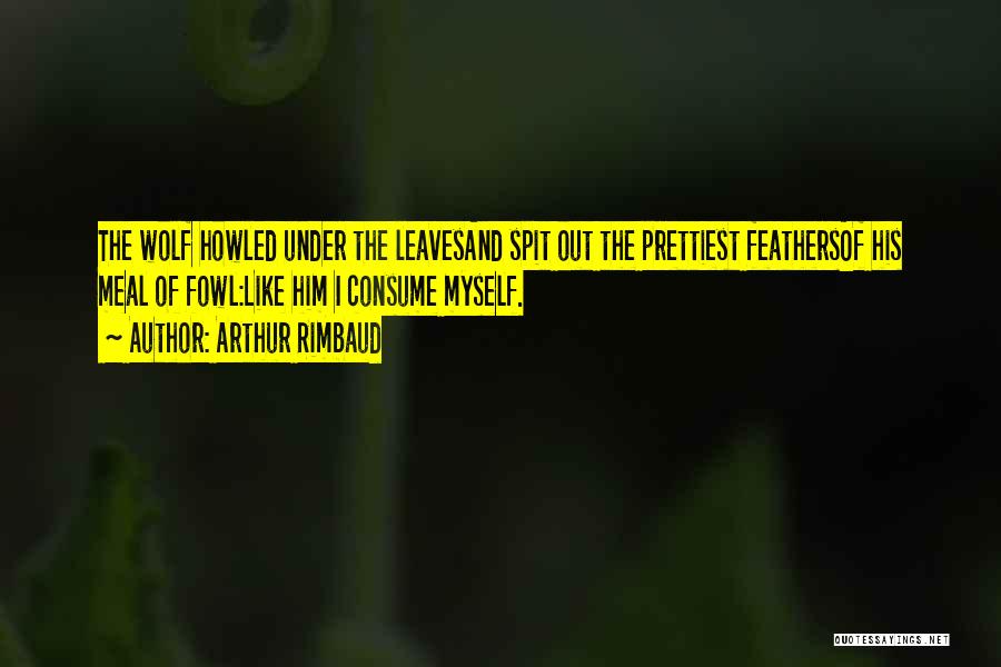 Arthur Rimbaud Quotes: The Wolf Howled Under The Leavesand Spit Out The Prettiest Feathersof His Meal Of Fowl:like Him I Consume Myself.