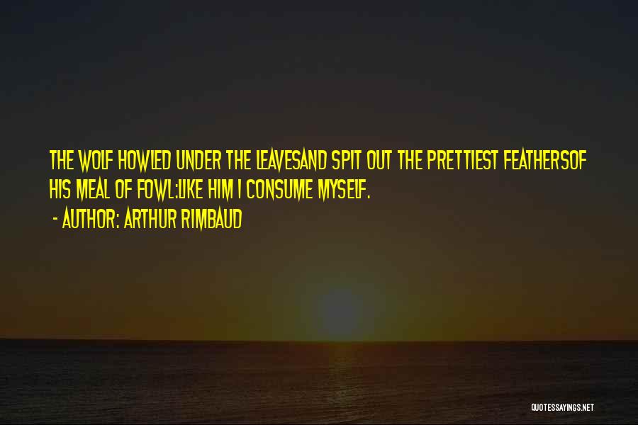 Arthur Rimbaud Quotes: The Wolf Howled Under The Leavesand Spit Out The Prettiest Feathersof His Meal Of Fowl:like Him I Consume Myself.