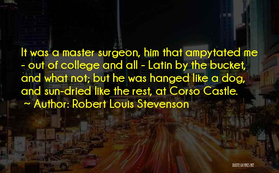 Robert Louis Stevenson Quotes: It Was A Master Surgeon, Him That Ampytated Me - Out Of College And All - Latin By The Bucket,