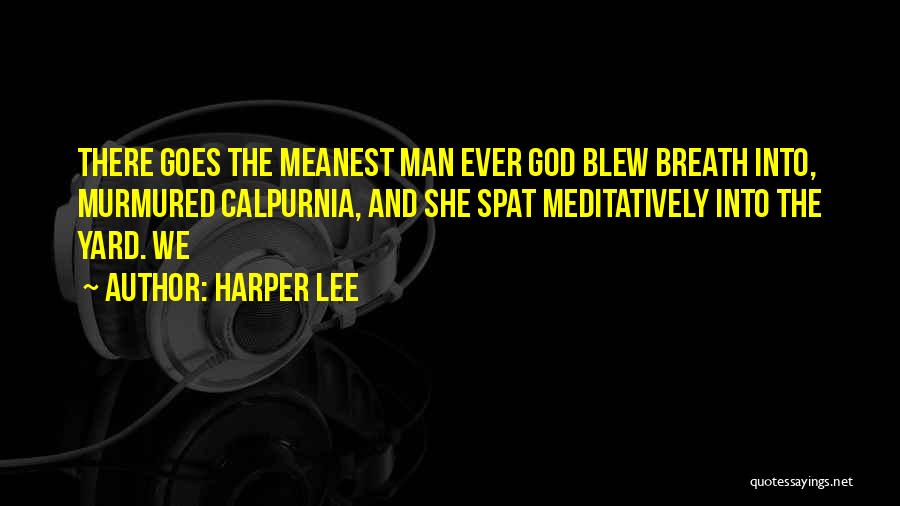 Harper Lee Quotes: There Goes The Meanest Man Ever God Blew Breath Into, Murmured Calpurnia, And She Spat Meditatively Into The Yard. We