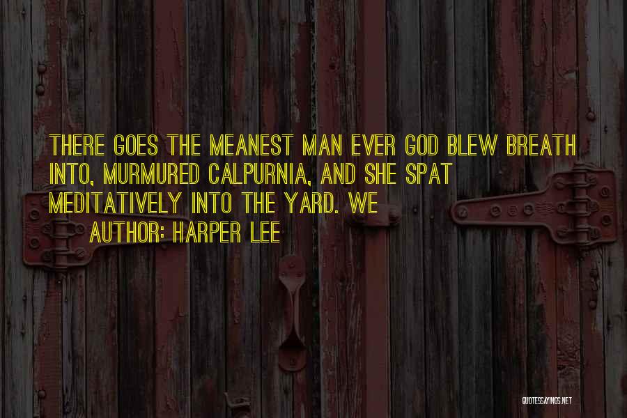 Harper Lee Quotes: There Goes The Meanest Man Ever God Blew Breath Into, Murmured Calpurnia, And She Spat Meditatively Into The Yard. We