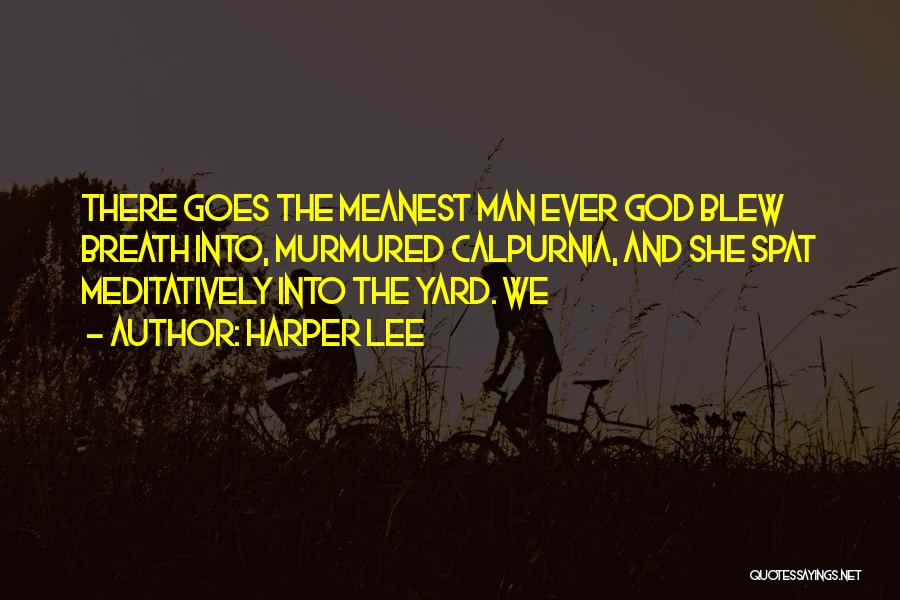 Harper Lee Quotes: There Goes The Meanest Man Ever God Blew Breath Into, Murmured Calpurnia, And She Spat Meditatively Into The Yard. We