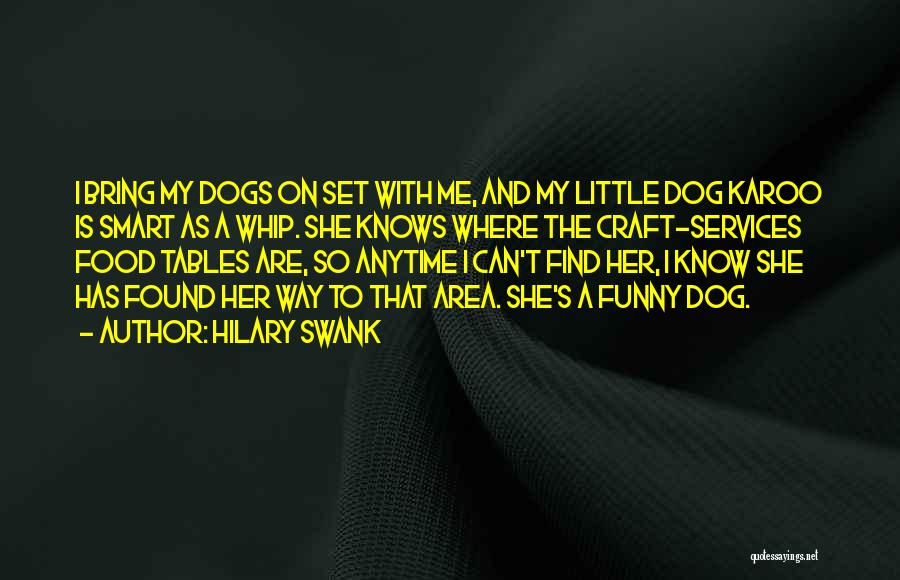 Hilary Swank Quotes: I Bring My Dogs On Set With Me, And My Little Dog Karoo Is Smart As A Whip. She Knows