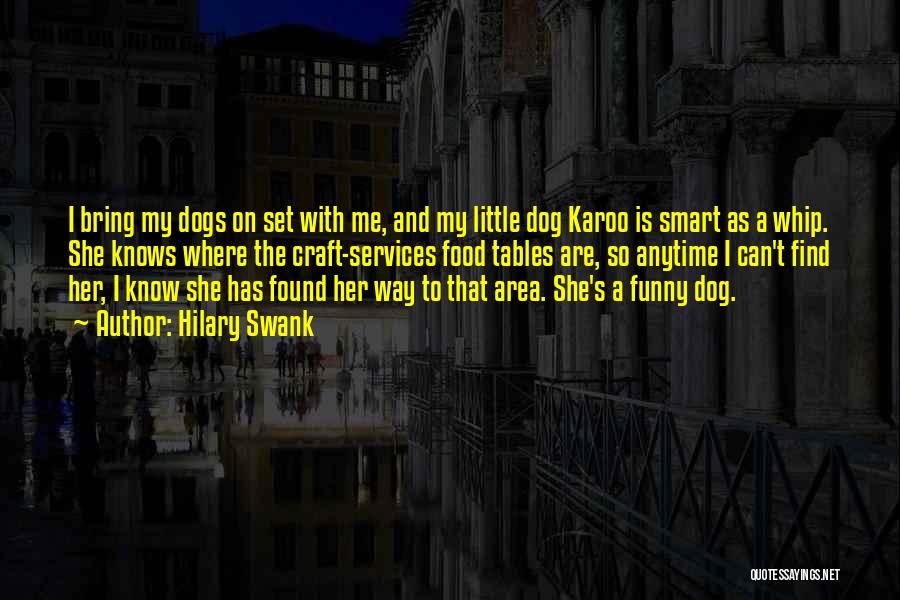 Hilary Swank Quotes: I Bring My Dogs On Set With Me, And My Little Dog Karoo Is Smart As A Whip. She Knows