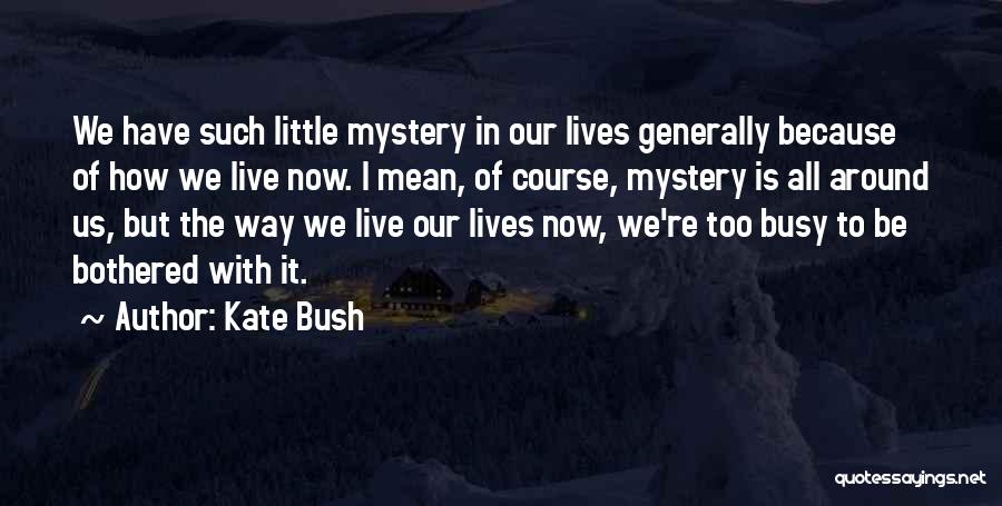 Kate Bush Quotes: We Have Such Little Mystery In Our Lives Generally Because Of How We Live Now. I Mean, Of Course, Mystery