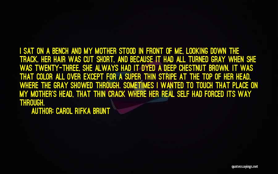 Carol Rifka Brunt Quotes: I Sat On A Bench And My Mother Stood In Front Of Me, Looking Down The Track. Her Hair Was