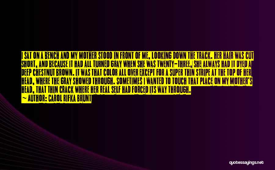 Carol Rifka Brunt Quotes: I Sat On A Bench And My Mother Stood In Front Of Me, Looking Down The Track. Her Hair Was