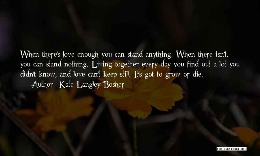 Kate Langley Bosher Quotes: When There's Love Enough You Can Stand Anything. When There Isn't, You Can Stand Nothing. Living Together Every Day You