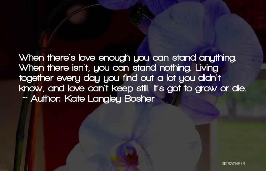 Kate Langley Bosher Quotes: When There's Love Enough You Can Stand Anything. When There Isn't, You Can Stand Nothing. Living Together Every Day You