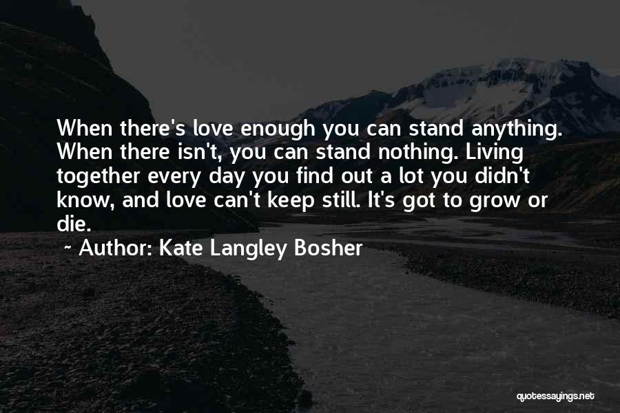 Kate Langley Bosher Quotes: When There's Love Enough You Can Stand Anything. When There Isn't, You Can Stand Nothing. Living Together Every Day You
