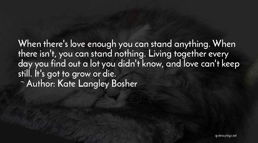 Kate Langley Bosher Quotes: When There's Love Enough You Can Stand Anything. When There Isn't, You Can Stand Nothing. Living Together Every Day You