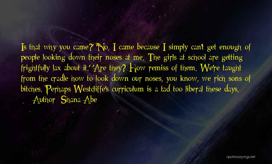 Shana Abe Quotes: Is That Why You Came?' 'no, I Came Because I Simply Can't Get Enough Of People Looking Down Their Noses