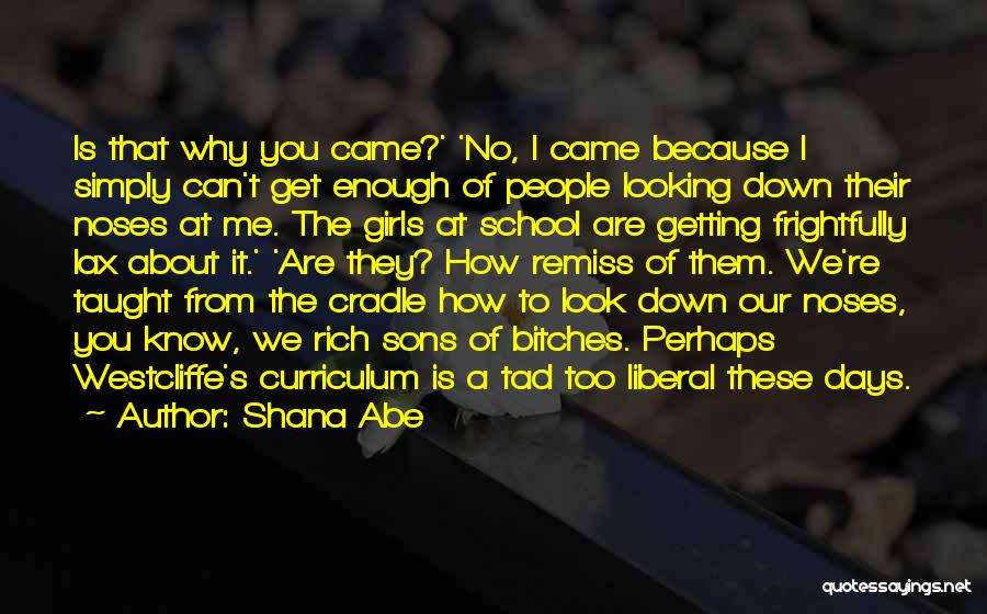 Shana Abe Quotes: Is That Why You Came?' 'no, I Came Because I Simply Can't Get Enough Of People Looking Down Their Noses