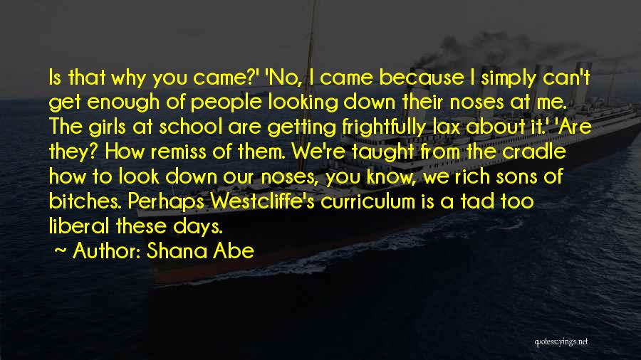 Shana Abe Quotes: Is That Why You Came?' 'no, I Came Because I Simply Can't Get Enough Of People Looking Down Their Noses