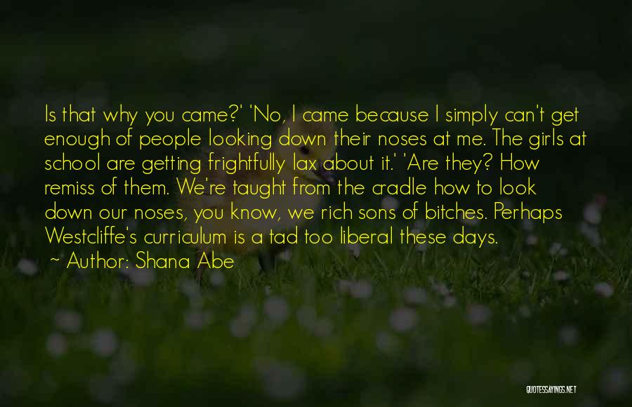 Shana Abe Quotes: Is That Why You Came?' 'no, I Came Because I Simply Can't Get Enough Of People Looking Down Their Noses