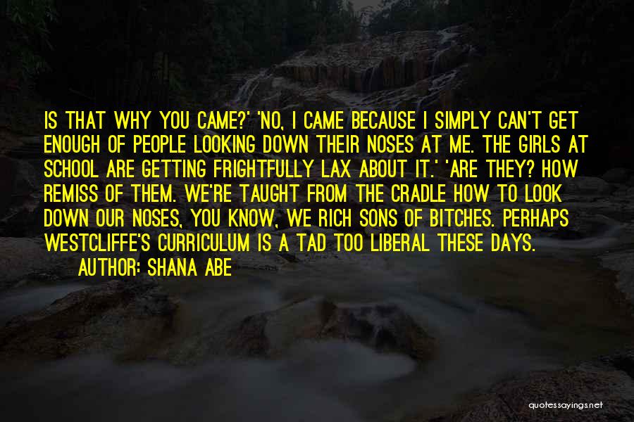 Shana Abe Quotes: Is That Why You Came?' 'no, I Came Because I Simply Can't Get Enough Of People Looking Down Their Noses