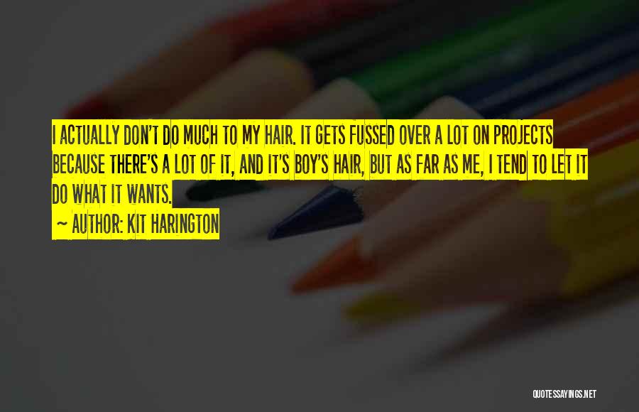 Kit Harington Quotes: I Actually Don't Do Much To My Hair. It Gets Fussed Over A Lot On Projects Because There's A Lot