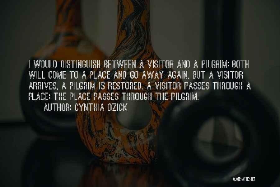 Cynthia Ozick Quotes: I Would Distinguish Between A Visitor And A Pilgrim: Both Will Come To A Place And Go Away Again, But
