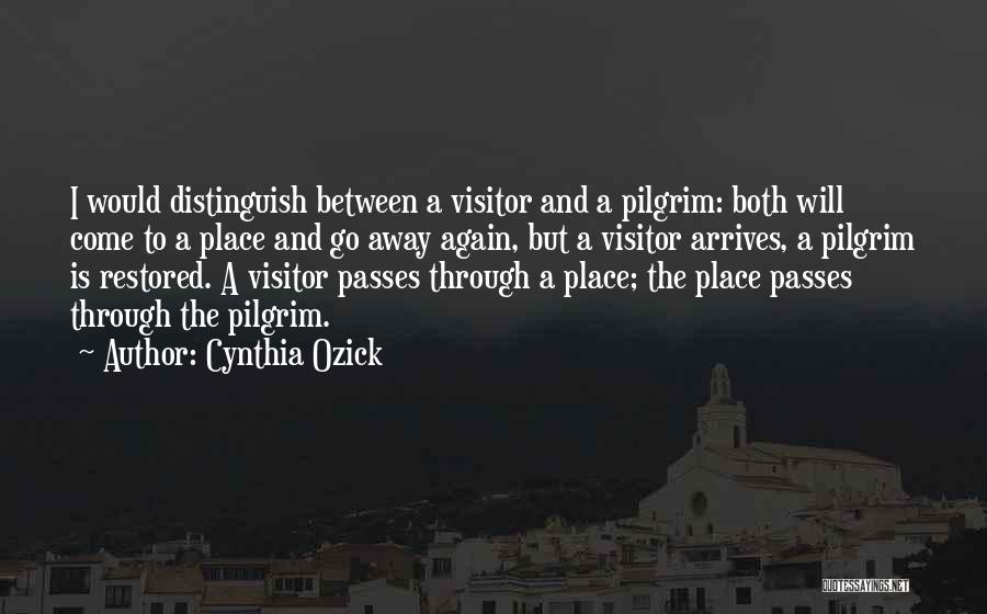 Cynthia Ozick Quotes: I Would Distinguish Between A Visitor And A Pilgrim: Both Will Come To A Place And Go Away Again, But