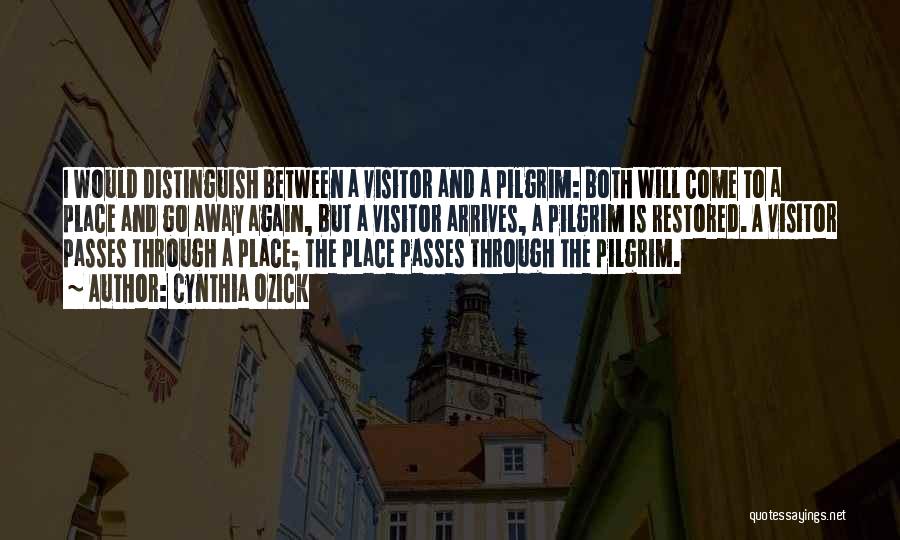 Cynthia Ozick Quotes: I Would Distinguish Between A Visitor And A Pilgrim: Both Will Come To A Place And Go Away Again, But