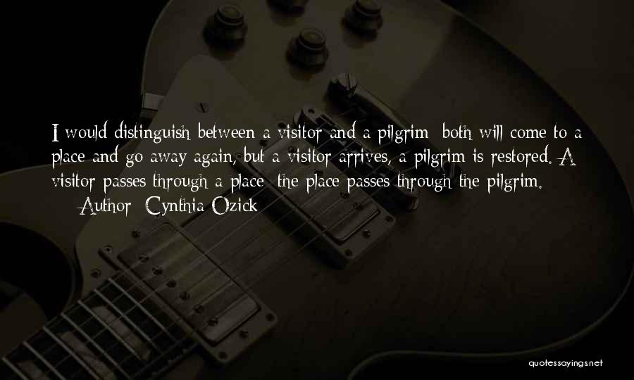 Cynthia Ozick Quotes: I Would Distinguish Between A Visitor And A Pilgrim: Both Will Come To A Place And Go Away Again, But