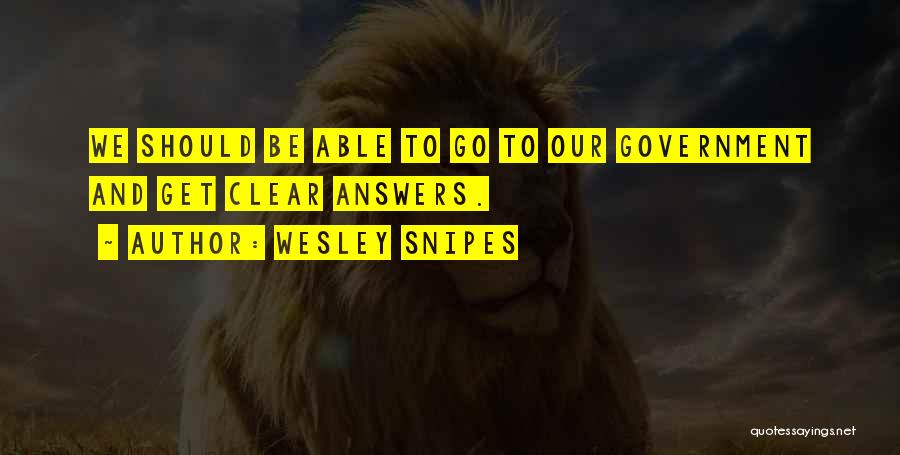 Wesley Snipes Quotes: We Should Be Able To Go To Our Government And Get Clear Answers.