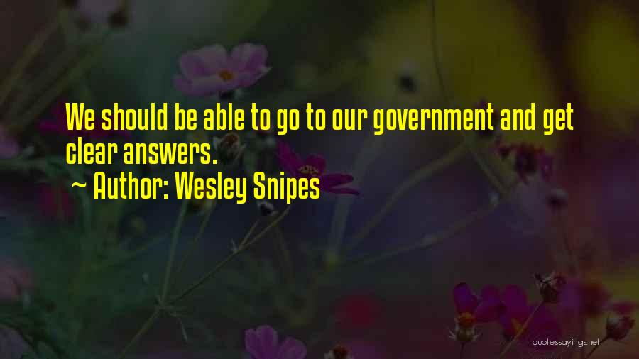 Wesley Snipes Quotes: We Should Be Able To Go To Our Government And Get Clear Answers.