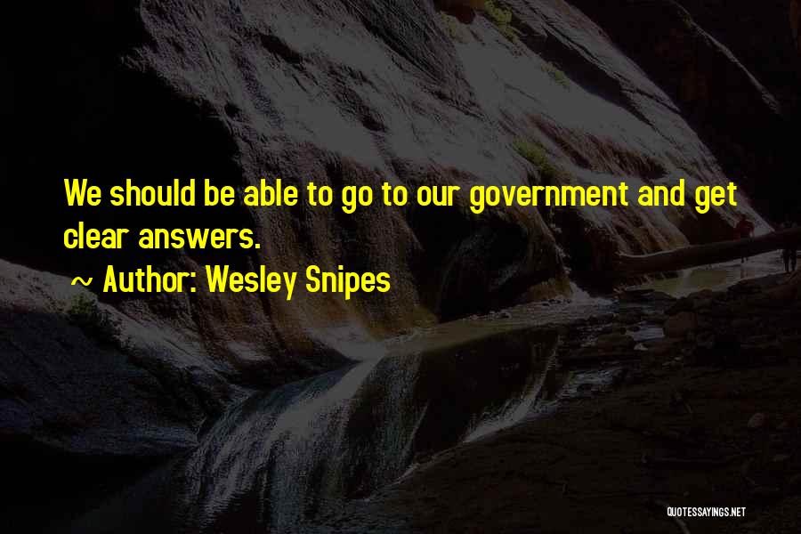 Wesley Snipes Quotes: We Should Be Able To Go To Our Government And Get Clear Answers.