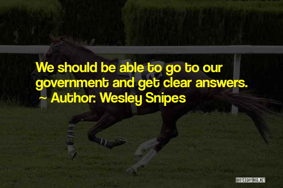 Wesley Snipes Quotes: We Should Be Able To Go To Our Government And Get Clear Answers.